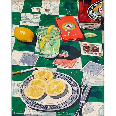 Vintage Poker Paint by Numbers Kit for Adults, Fruit Paint by Numbers Kit for Adults Beginner, DIY Acrylic Watercolor Paint by Numbers Kits on Canvas Without Frame for Home Wall Decor 16X20 Inch