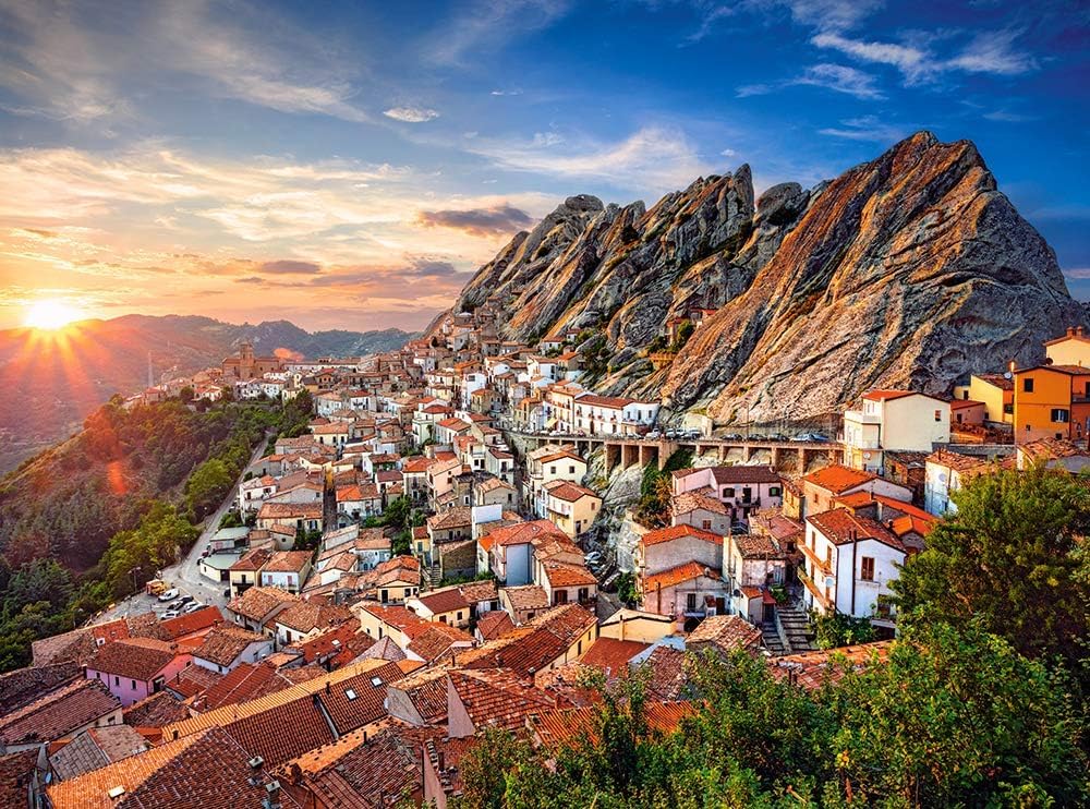 CASTORLAND 3000 Piece Jigsaw Puzzles, Pietrapertosa, Italy, Sunset, Scenic Landscape, Mountain Village, Adult Puzzle, Castorland C-300549-2 Castorland