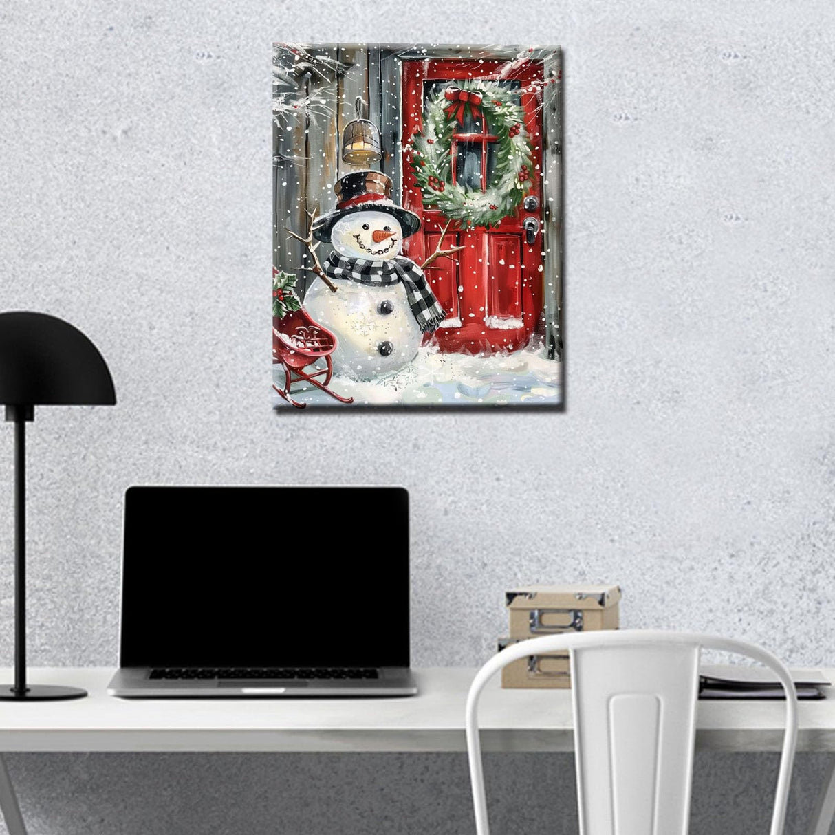 Aihonmin Christmas Snowman Paint by Numbers Kits for Adult Beginners,Red Christmas Door Painting Kits on Canvas Arts and Crafts with Brushes Acrylic Pigment Drawings Gift Without Framed 16''W x 20''H Aihonmin