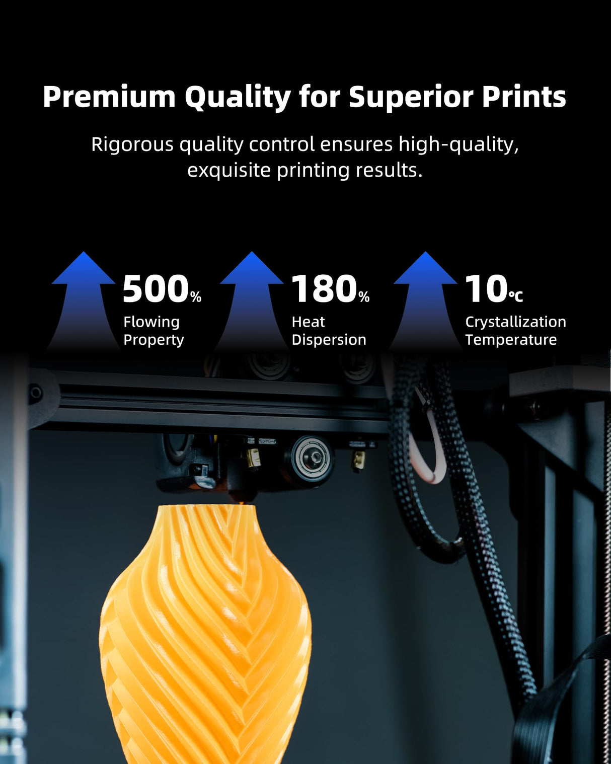 Inslogic High-Speed PLA Filament 1.75mm 3D Printer Filament, 50-600mm/s Rapid Printing PLA, Smooth Flow & No Clogging, 1kg Spool (2.2lbs) Fit Most FDM 3D Printers, Black Inslogic
