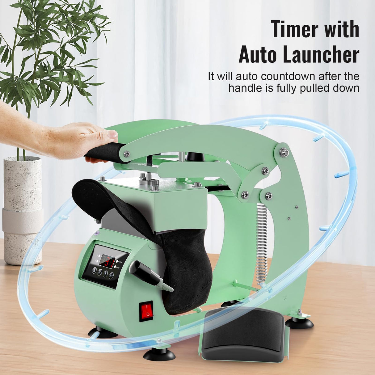 UOKRR Hat Press, Hat Press Heat Machine for Caps with LCD Control, Hat Heat Press with 2pcs Interchangeable Platens & Caps Stretcher for Vinyl, Sublimation, Heat Transfer (Green) UOKRR