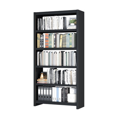 LyAosdFu Bookshelf, 5 Shelf Bookcases, Tall Bookcase for Heavy Books, CDs, Movies, Garage Kit, Modern Display Shelf for Library Home Office Bderoom Living Room, Metal Bookshelves Industrial Black