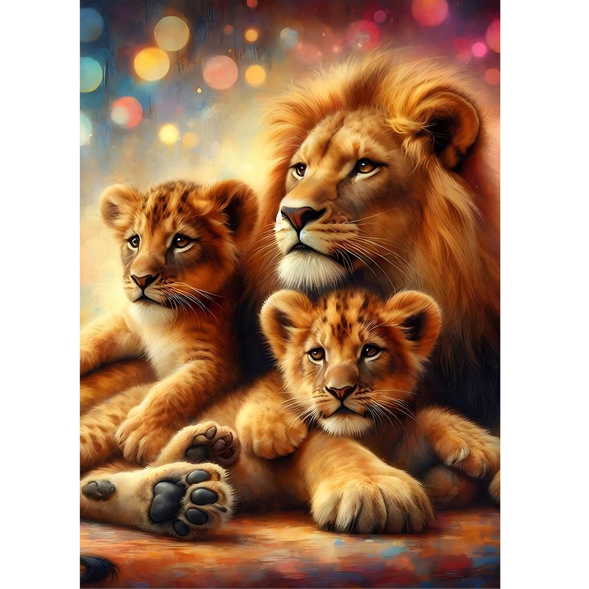 RICUVED Lion Diamond Painting Kits for Adults, Animal Diamond Art Kits for Adults DIY 5D Diamond Art Painting Full Drill Round Rhinestone Gem Art and Crafts for Home Wall Decor 12X16inch RICUVED