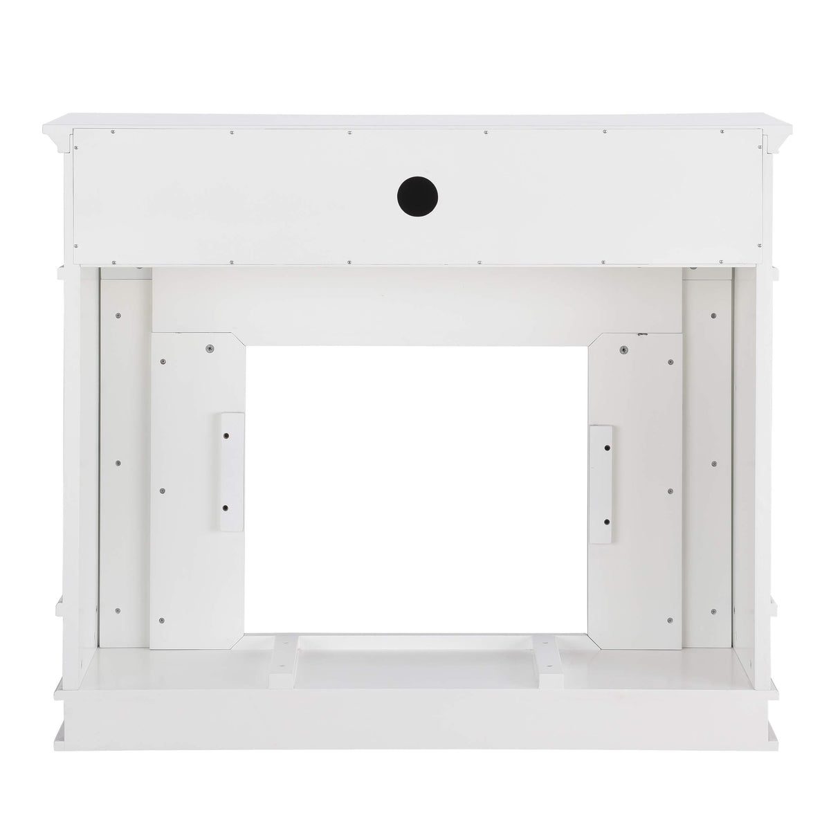 SEI Furniture Highgate Electric Fireplace with Hidden Media Shelf, New White with Faux Marble SEI Furniture