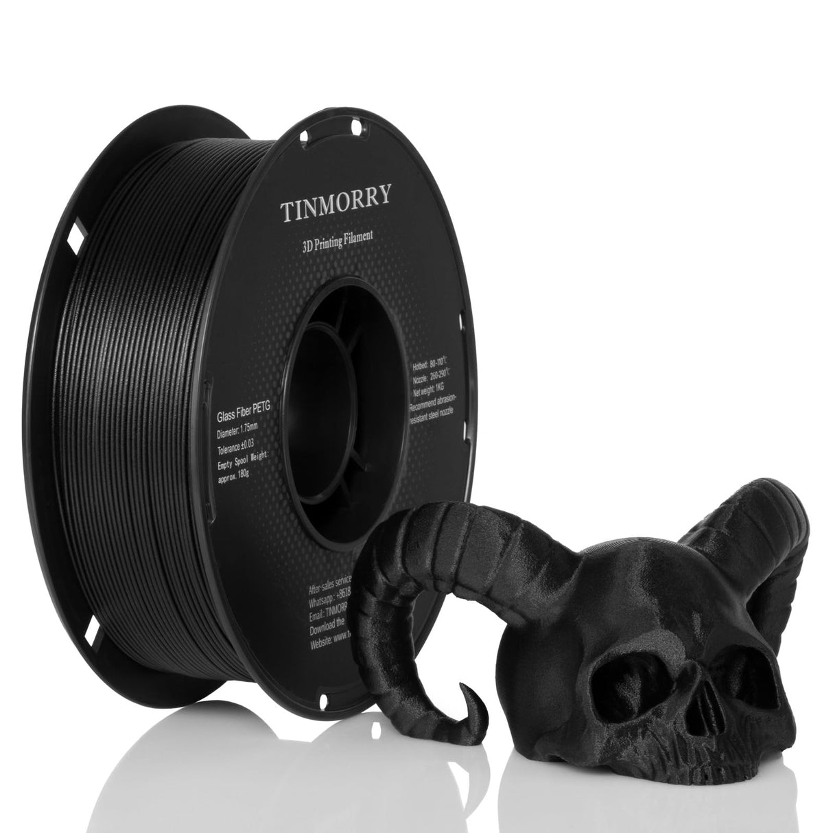 TINMORRY Glass Fiber Reinforced PETG Filament 1.75mm, High Impact Resistance PETG GF 3D Printing Filament, Durability & Stiffness, Compatible with Bambu Lab FDM 3D Printer, 1 KG 1 Spool, Frosted Black TINMORRY