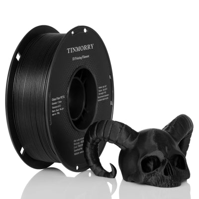 TINMORRY Glass Fiber Reinforced PETG Filament 1.75mm, High Impact Resistance PETG GF 3D Printing Filament, Durability & Stiffness, Compatible with Bambu Lab FDM 3D Printer, 1 KG 1 Spool, Frosted Black