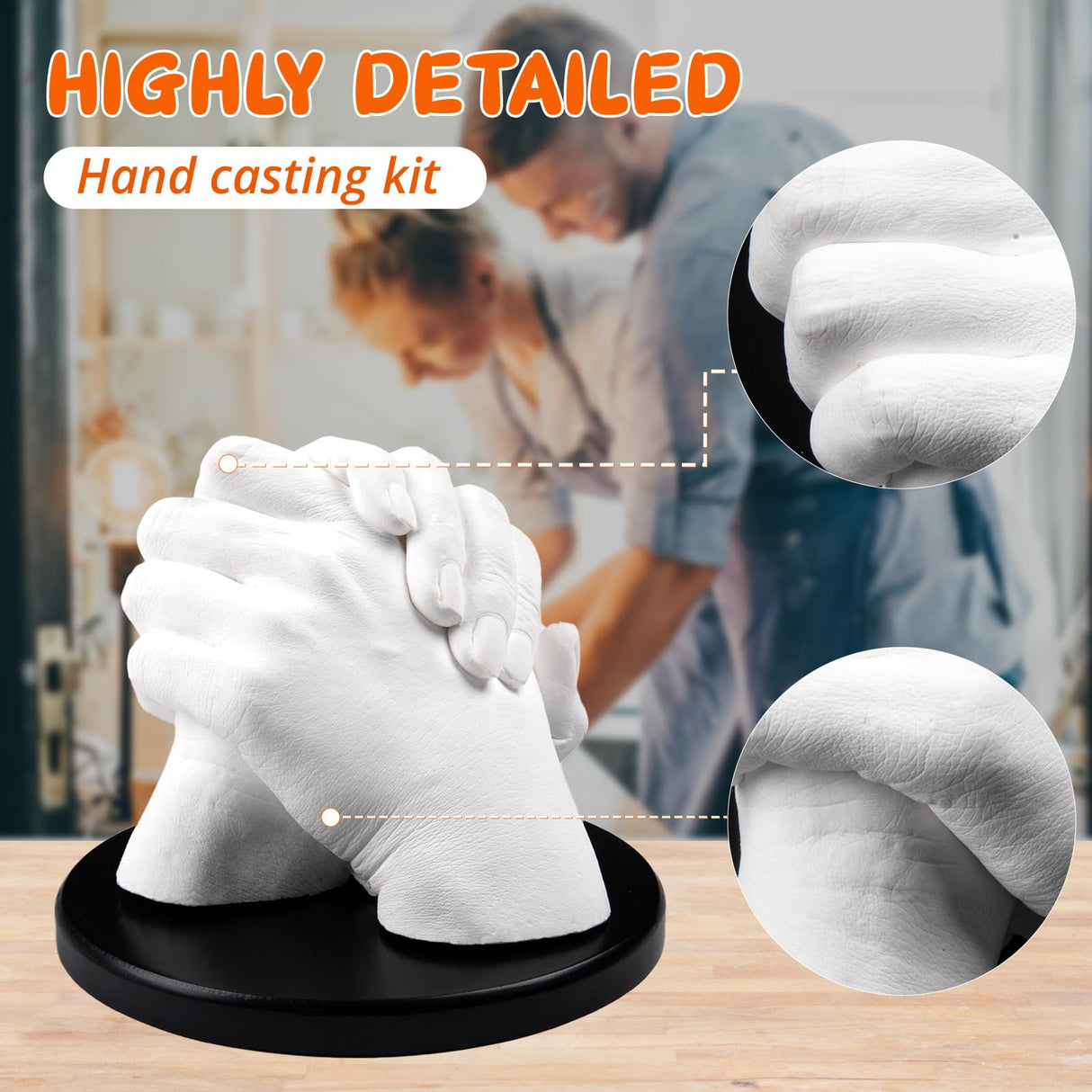 HTVRONT Hand Casting Kit Couples - Plaster Hand Mold Casting Kit with Practice Kit for Family, Valentines Day Gift for Men & Women Sculpture Hand Molding Kit, Anniversary Birthday Wedding Gift HTVRONT