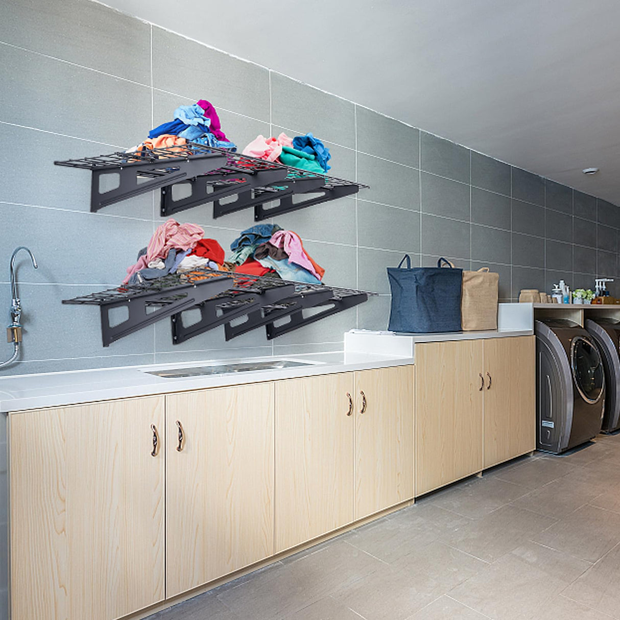 VEVOR 2 x 6 ft Garage Shelving Wall Mounted, 2 Pack Heavy Duty Wall Shelves 1000lbs Capacity, Garage Storage Rack Floating Shelves for Shop, Shed, Storage VEVOR