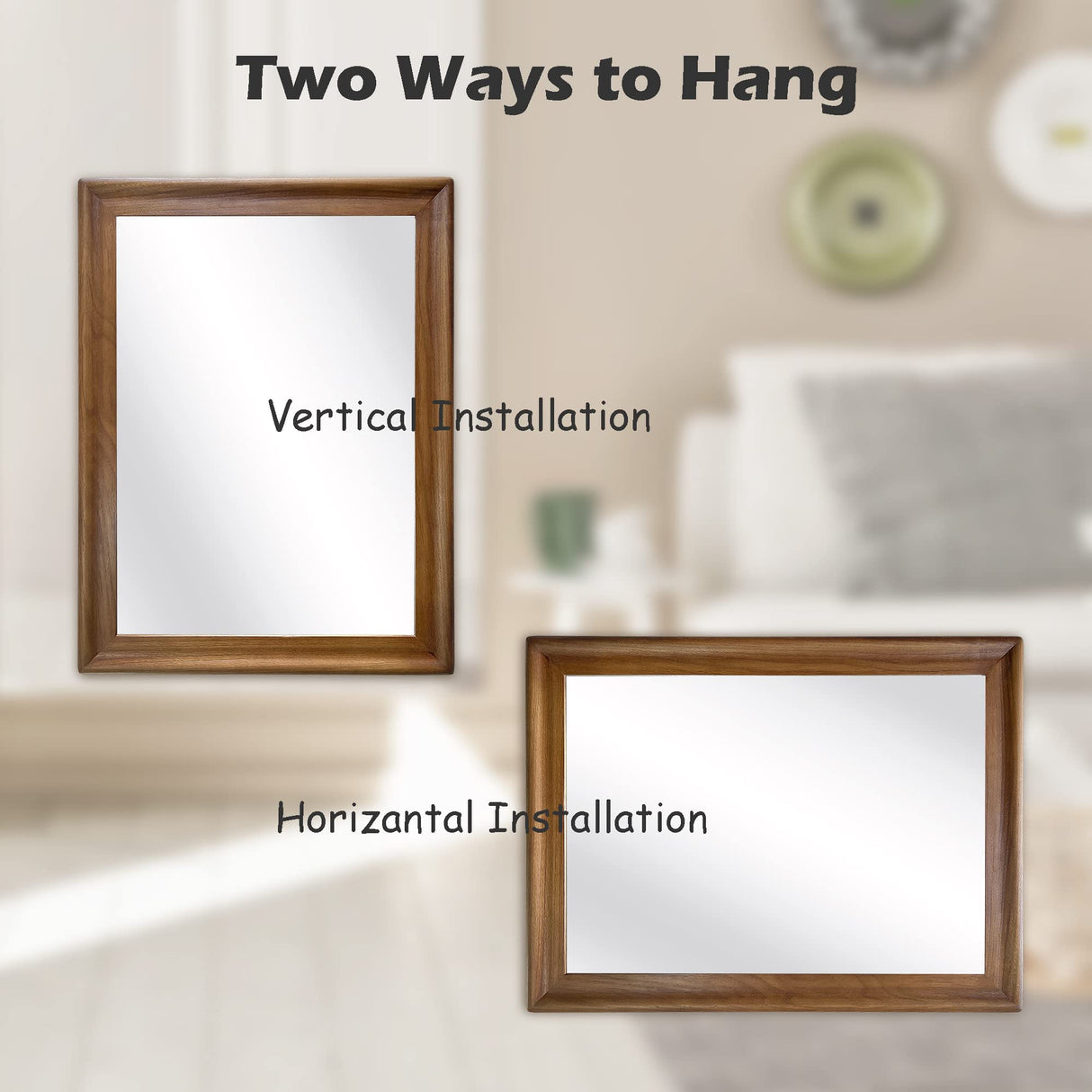 Tanmicoshomy Wood Mirror 24 x 36 inch, Solid Wood Framed Rectangle Bathroom Mirrors for Living Room,Bedroom,Office or Entryway (Brown, 24x36in) Tanmicoshomy