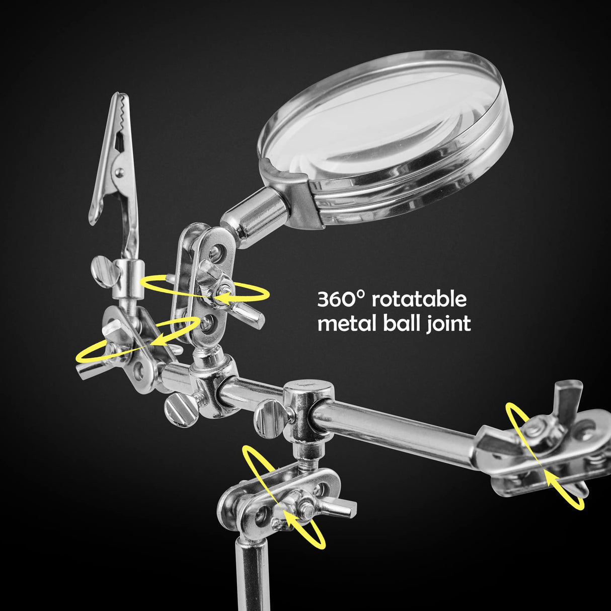 Noah 3-in-1 Helping Hands Magnifier with Dual Adjustable Alligator Clips in 2.5X Magnifying Glass with Soldering Iron Holder and Cleaning Sponge, for Welding, Jewelry,Clamping in Electronics Noah
