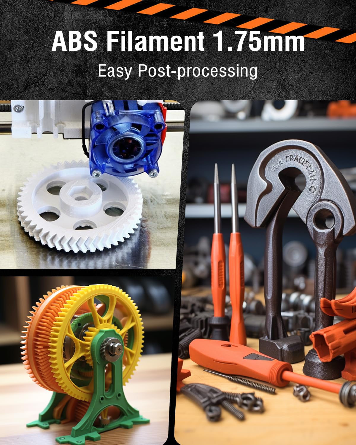 SUNLU Large Spool 1.8KG ABS Filament, Highly Resistant Durable, Heat Resistance, Excellent Toughness, Compatible with 99% FDM 3D Printers, 700 Meters.(ABS Black) SUNLU