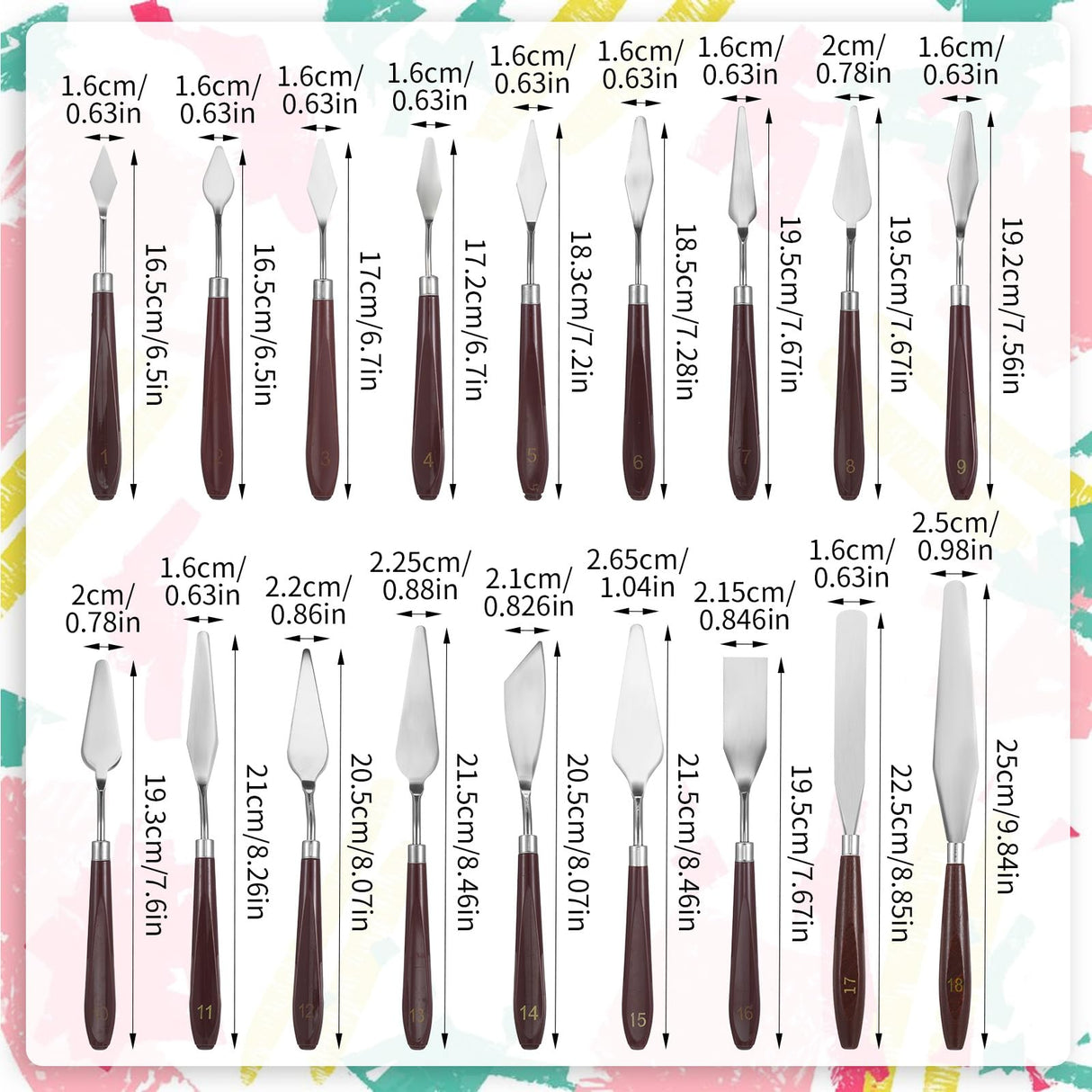 MBAIYO 27 Pcs Palette Knife Set, Stainless Steel Painting Knife Set Wood Handle Palette Knives Paint Spatula Pallet Knives for Acrylic Paint Tools for Canvas Oil Painting Mixing and Texturing MBAIYO