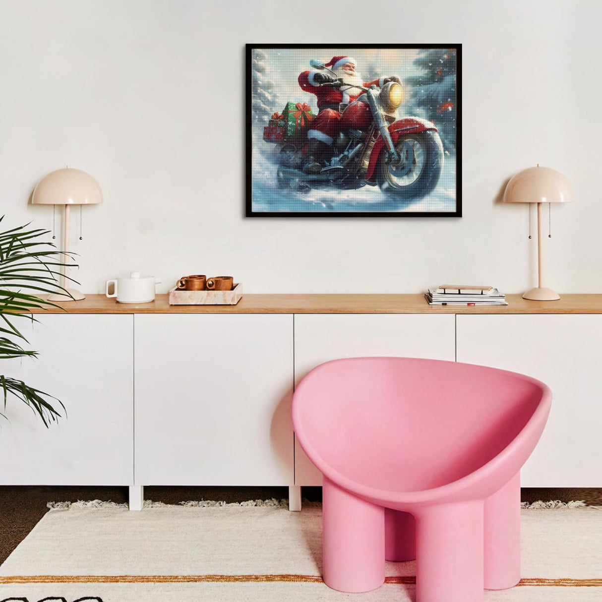 KXBAVPP Christmas Diamond Painting Kits for Adults, 5D Santa Claus Motorcycle Diamond Art Kits for Beginners, Winter DIY Full Drill Paint with Diamond, Xmas 12x16 Inch KXBAVPP