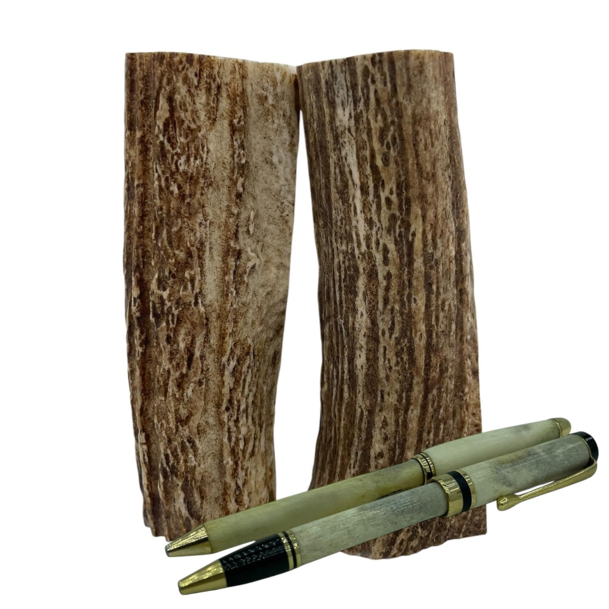 Texas Deer Antler Pen Blanks (2-PACK) Pen Blanks for Woodturning - Easy to Drill & Pro Quality for use on Lathes Deer Valley Dog Chews Deer Antlers