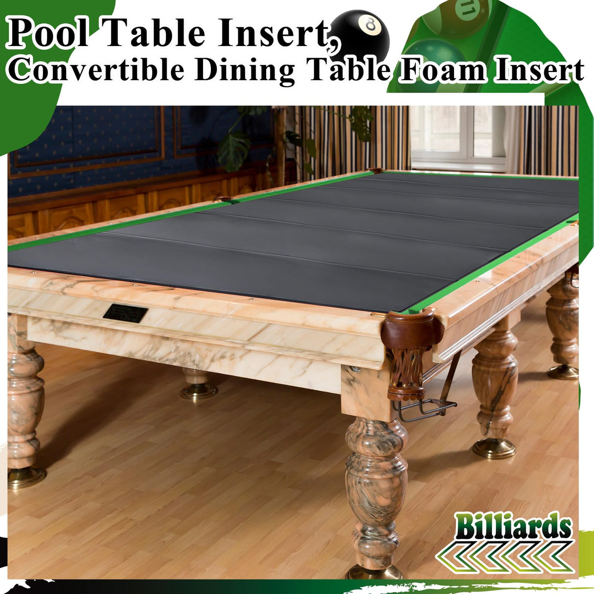 Leyndo Pool Table Insert Convertible Dining Table Foam Insert Billiard Pool Table Foam Insert for Table Conversion, Black (8') Leyndo