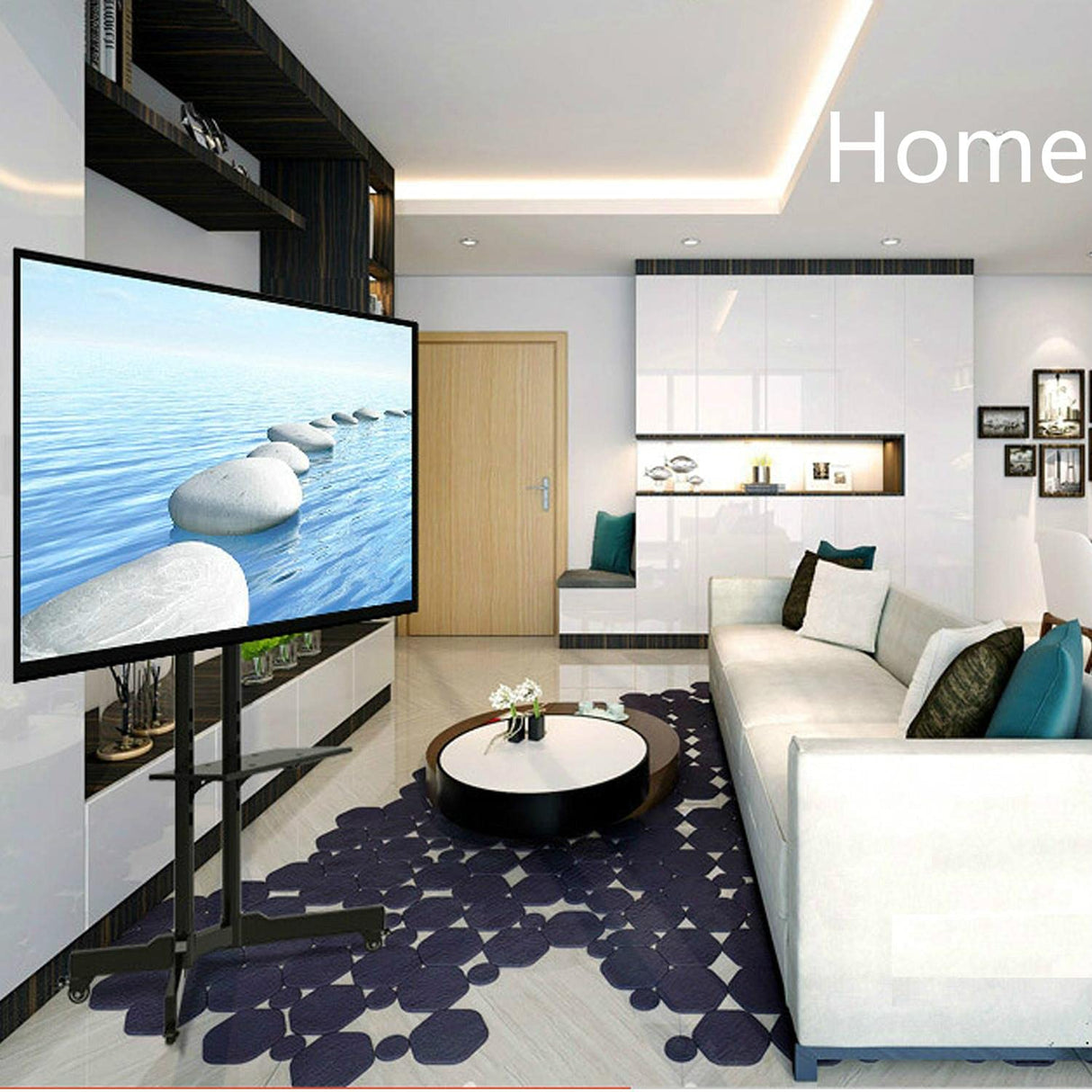 Yaheetech Mobile TV Stand with Wheels for 32-75 Inch LCD LED Screens TVs, Height-Adjustable Rolling TV Cart Hold up to 110 lbs, Trolley Floor Stand w/Tray, Max VESA 600x400mm Yaheetech