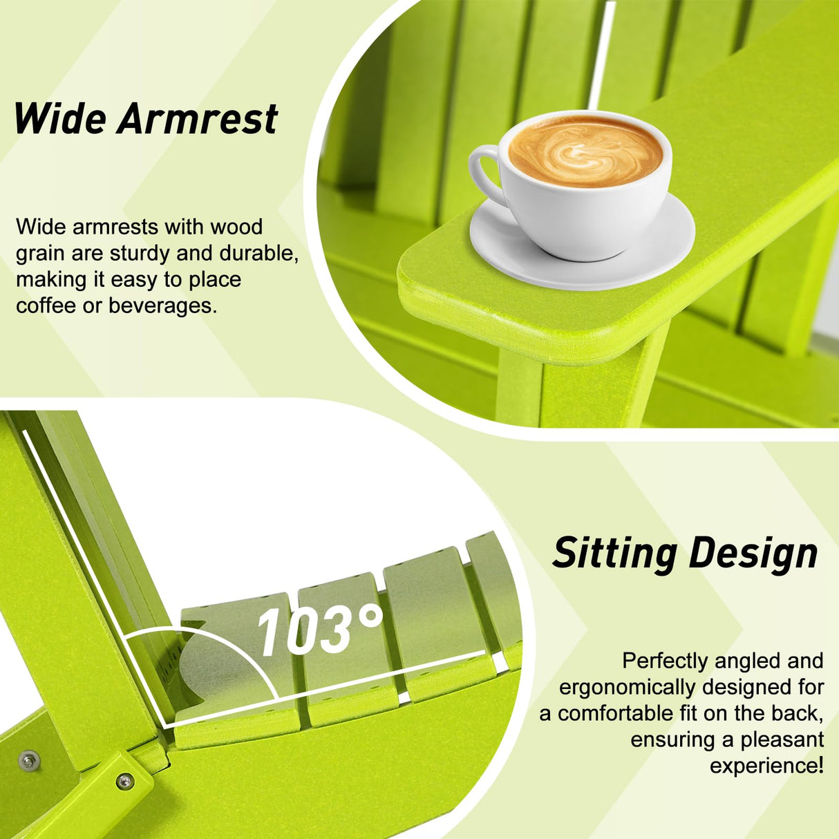 Aoodor HDPE Outdoor All-Weather Folding Adirondack Chair for Patio, Garden, Backyard, Deck Lawn Fire Pit - Apple Aoodor