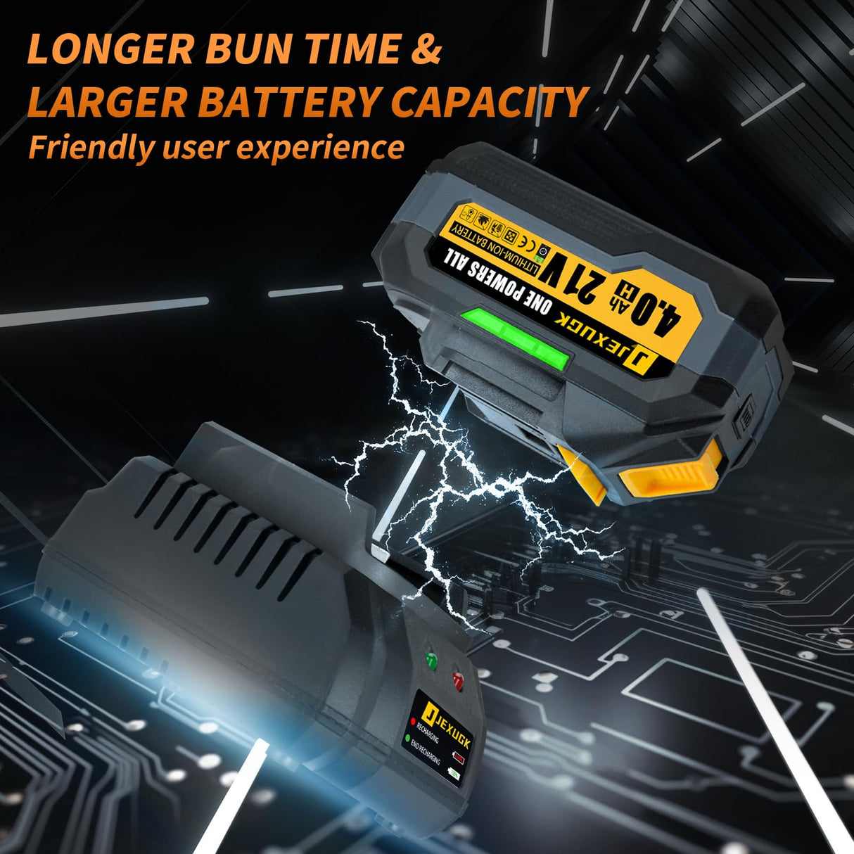 JEXUGK 1500Nm Impact Wrench, 1/2" 1107ft-lbs Cordless Impact Gun with 2 x 4.0Ah Battery, 21V High Torque Power Impact Driver with 6 Sockets,Pistola Llave De Impacto for Truck RV Car Heavy Construction JEXUGK