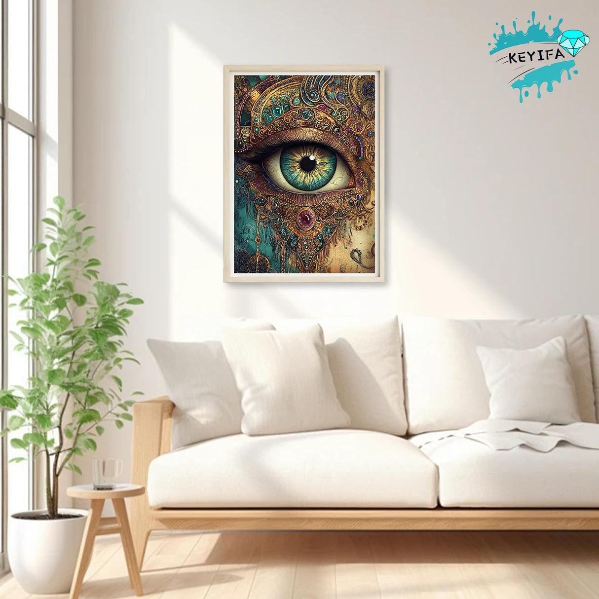 KEYIFA Eye Diamond Art Kits, 5D DIY Diamond Painting for Adults, Round Full Drill, Fantasy Diamonds Dots Mosaic Painting, Crystal Gem Arts Craft for Home Wall Decor 12x16 in KEYIFA