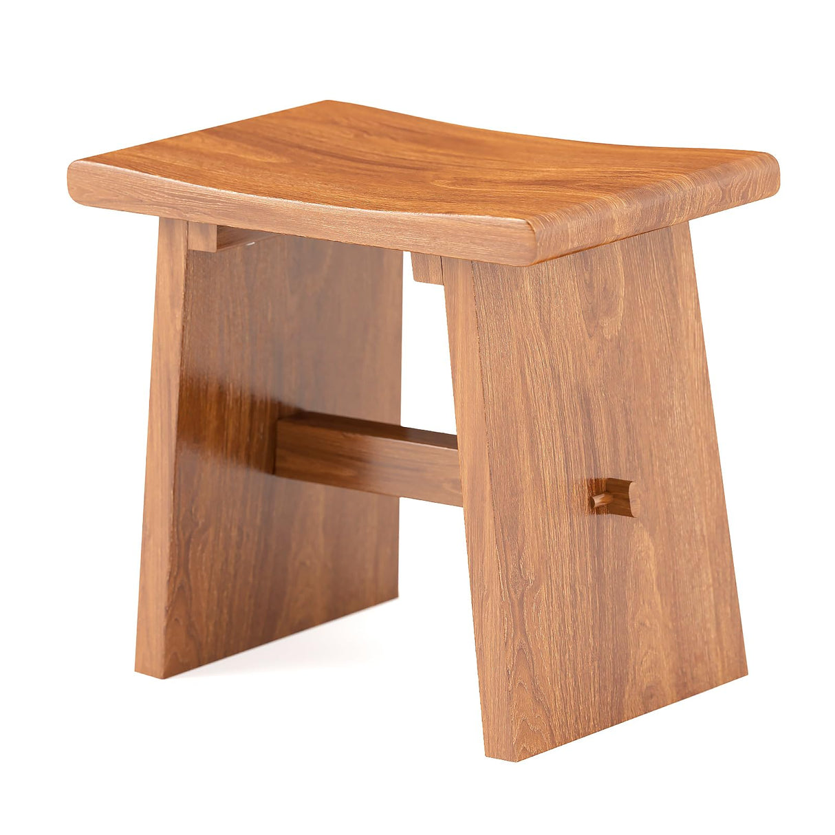 Solid Wood Accent Stool 18" Teak Shower Bench Rustic Garden Seating Chair for Inside Or Gardening Decor Outdoor Furniture RUBAPOSM