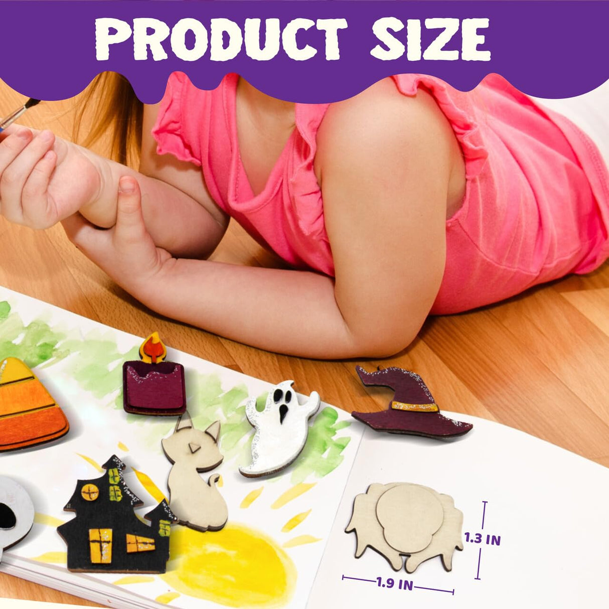 JOYIN 12 Pcs Halloween Wood Craft Kit, Wooden Magnet Creativity Arts Painting Kit, DIY Halloween Painting Craft for Kids Party Supplies, Toddler Party Favors Family School Activities JOYIN