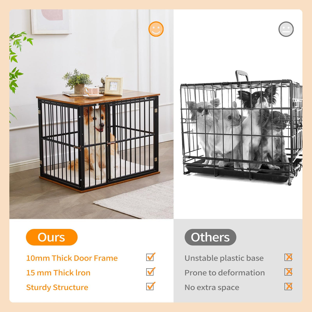Made4Pets Dog Crate Furniture Dog Kennel Indoor Decorative Wood Dog Cage, 31”L x 21.6”L x 25.3”H, Brown MADE 4 PETS