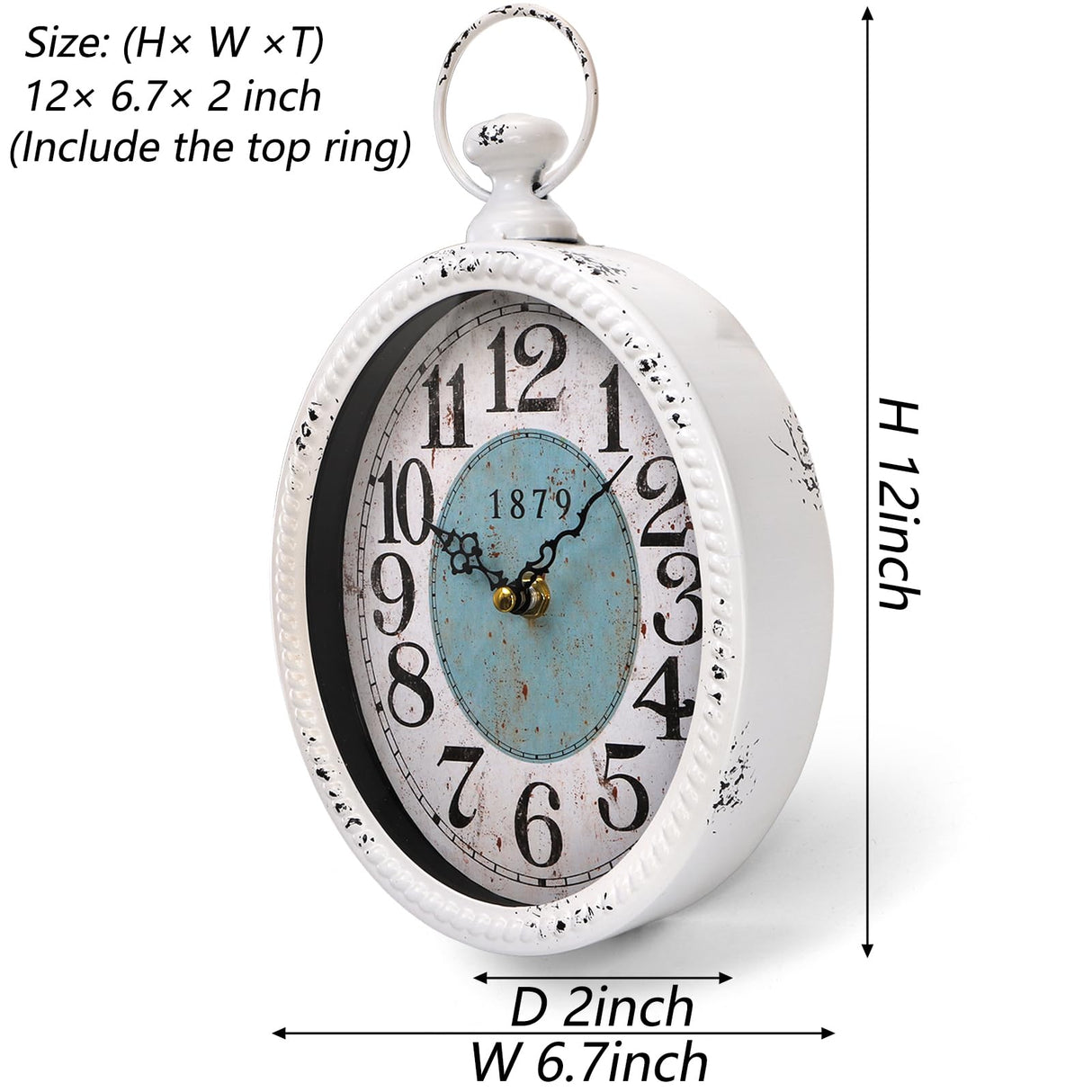 ZENFUN Oval Retro Wall Clock, Rustic Silent Clocks, Elegant Vintage Style, White Antique Design, Battery Operated Non Ticking Wall Clock for Kitchen,Farmhouse, Office(11.2" H x 6.7" W) ZENFUN