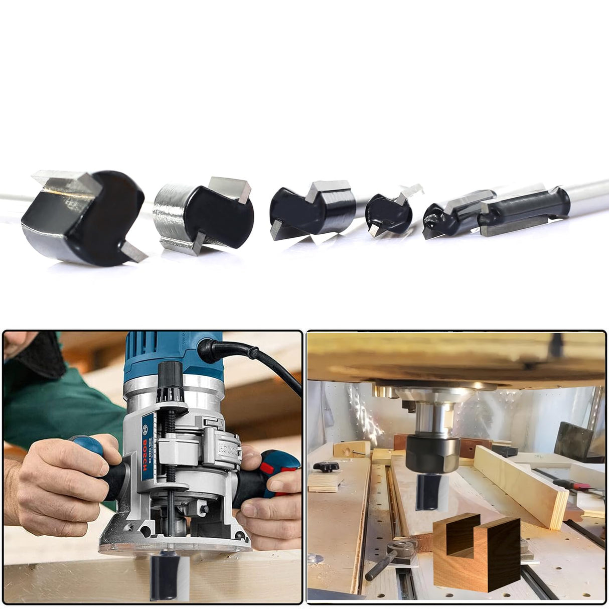 6Pcs Straight Router Bit Set 1/4 Shank, Double Flute Straight Bit Dado Straight Cut Router Bit, Cut Dia 3/4", 5/8", 1/2", 3/8", 5/16", 1/4", Straight Router Bit for Woodworking Groove by SICWOOD SICWOOD