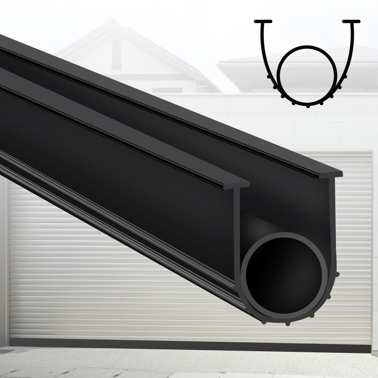 Gaahing Garage Door Bottom Seal Strip, 9.8ft Replacement Weather Stripping, Impact Buffer Sealing Weatherstrip, Fits 5/16" T-End Double Track Gaahing