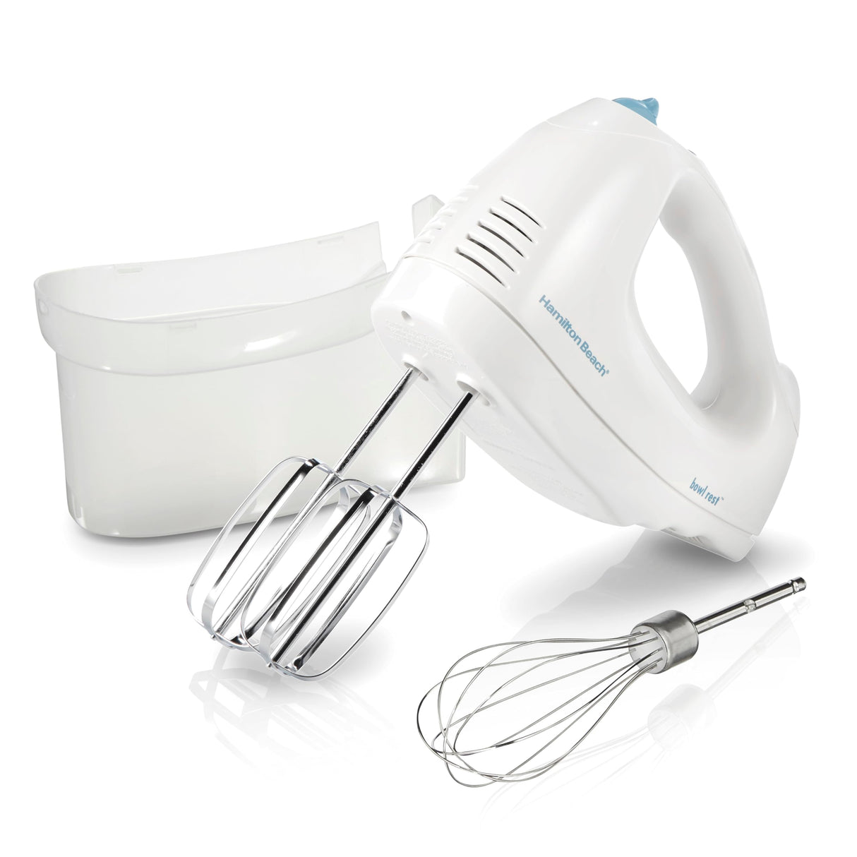 Hamilton Beach 6-Speed Electric Hand Mixer with Whisk, Traditional Beaters, Snap-On Storage Case, 250 Watts, White Hamilton Beach