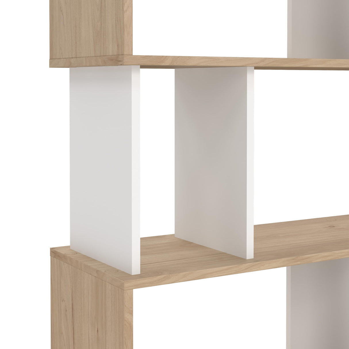 Tvilum Maze Modern Bookcase, Display Shelf and Decorative Room Divider with 7 Fixed Storage Shelves in Oak and White Tvilum