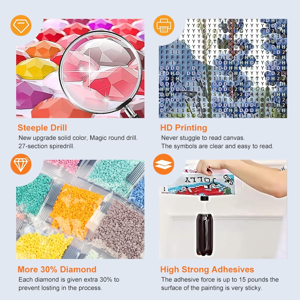 Acudotr Flower Diamond Painting Kits for Adults, 5D DIY Diamond Art Kits for Beginners, Full Drill Diamond Painting Kits for Home Wall Decor, 12x12 Inch Acudotr