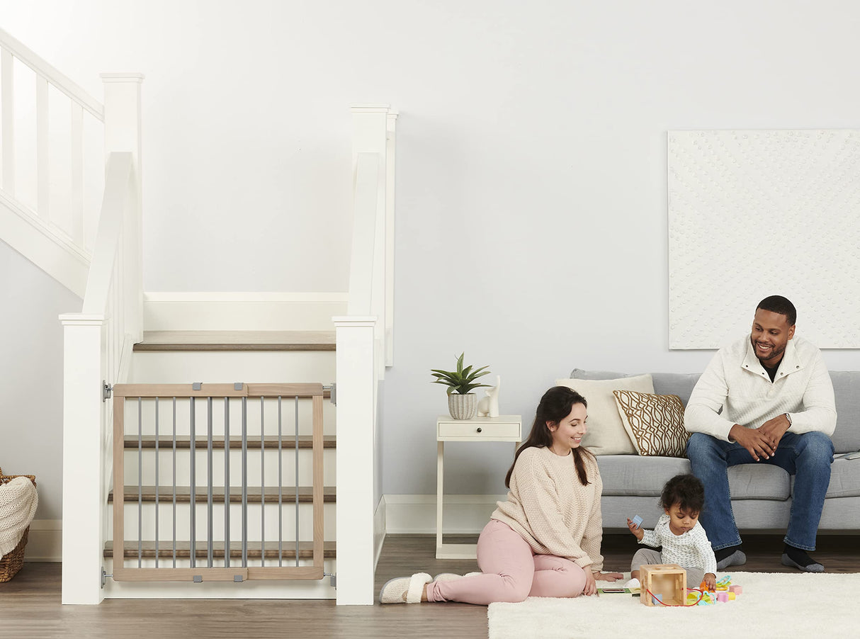 Regalo Heritage and Home Wooden Extra Wide Stairway and Hallway Walk Through Baby Safety Gate with Mounting Kit Regalo