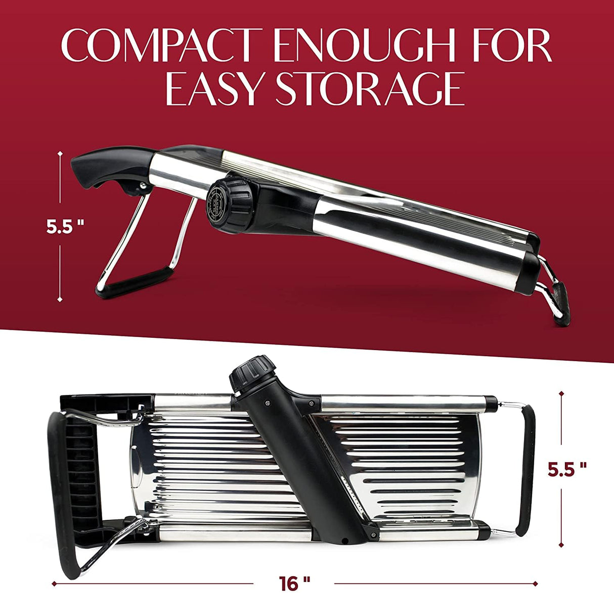 Gramercy Adjustable Mandoline Food Slicer, Mandoline Slicer for Kitchen, Mandolin, Potato, Tomato, Carrot, Vegetable, Fruit and Onion Cutter - Stainless Steel - INCLUDING 1 Pair Cut-Resistant Gloves Gramercy Kitchen Company