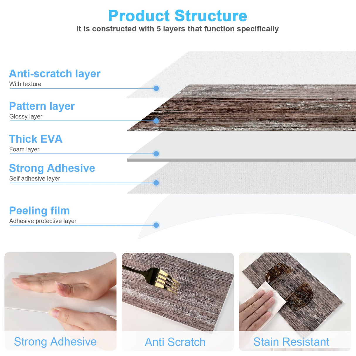 URCOLOR 32-Piece Peel and Stick Backsplash Wall Tile, 4"x 8" PVC Distressed Rustic Tan Wood Stick on Tiles for Kitchen, Bathroom, Laundry Room, Camper, Fireplace URCOLOR