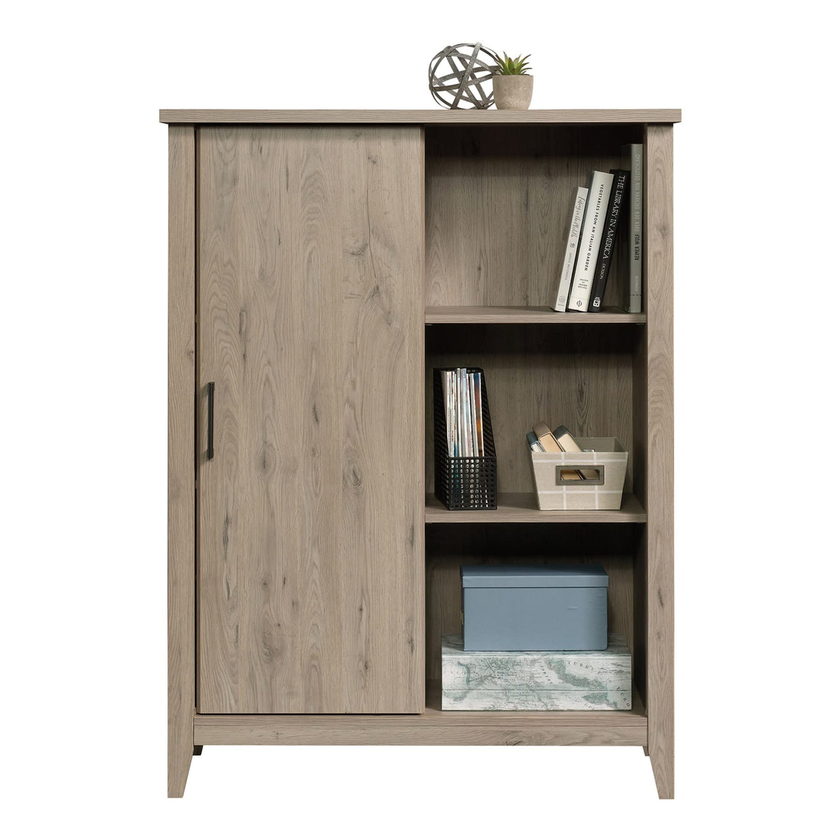 Sauder® Summit Station 52" H Bookcase with Sliding Door, Laurel Oak Sauder