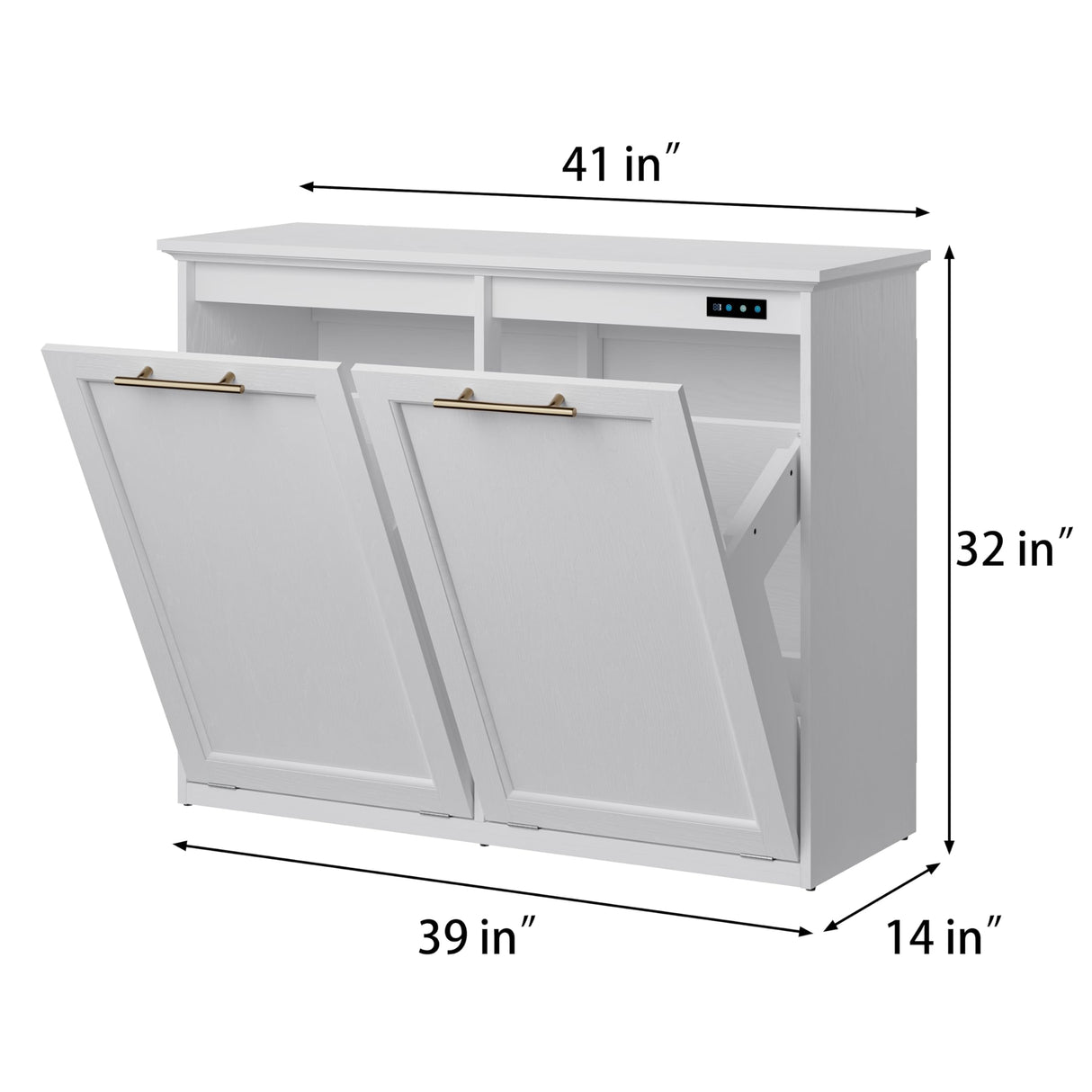 XM-ICE Tilt Out Trash Cabinet with Quick Installation and Deodorising Function, Wooden Trash Kichen Cabinet Holds Up to 2x13 Gallons Bins, Freestanding Trash Cabinet, White XM-ICE