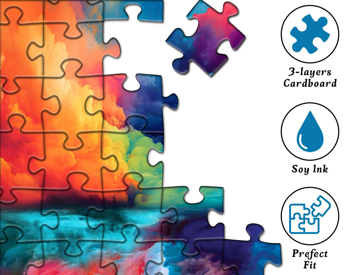 Impossible Puzzles for Adults 1000 Piece, Hard Difficult Jigsaw Puzzles for Adults Painting, Gradient Rainbow Colorful Challenging Puzzles for Adults Teens PICKFORU