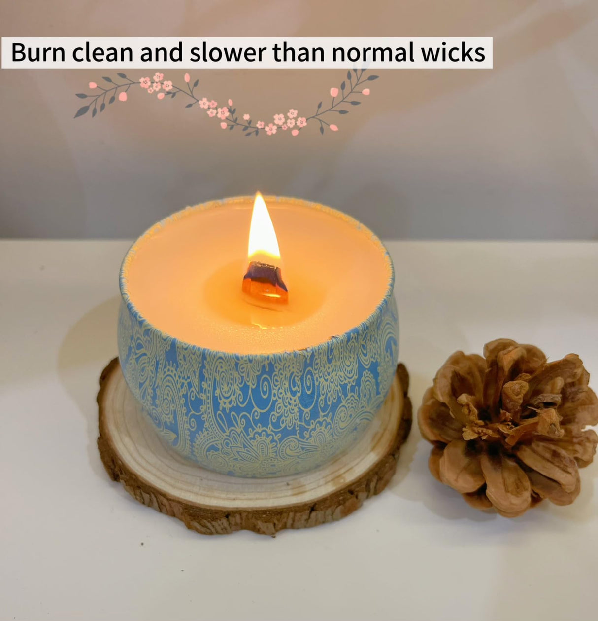 Phinicco 30 Sets Double-Layered Wooden Candle Wicks and Stands 5.1 X 0.5 Inch Natural Candle Wood Wicks Wooden Wicks Wood Wicks for Candles Making,Wooden Candle Wick with Base and Stickers, phi272c Phinicco