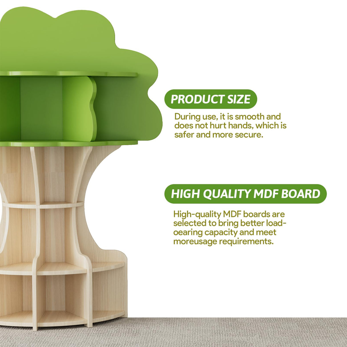RUPOLX 5-Tier Tree Kids Bookshelf, Toddler Montessori Shelf Book Rack, Toy and Book Storage for Kids, Wooden Children's Bookcase, Toy Storage Organizer for Preschool, Kid Room, Playroom, Nursery-002 RUPOLX