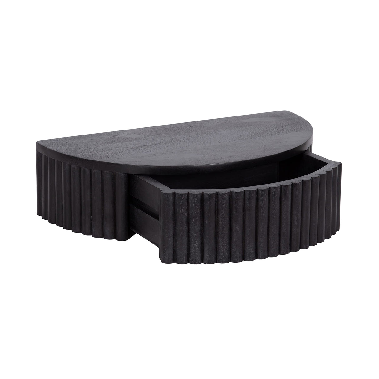 Kate and Laurel Reid Ribbed Wooden Floating Side Table, 20 x 11 x 6, Black, Modern Wood Floating Nightstand with Drawer for Extra Storage and Added Functionality Kate and Laurel