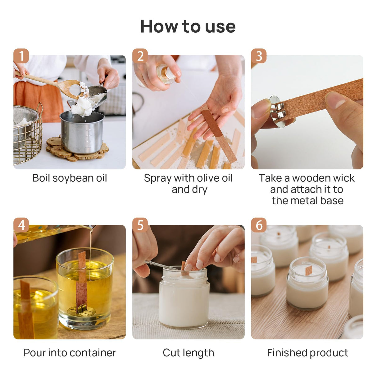 Wooden Candle Wicks, 100 Pcs Wood Wicks Candle Making Wicks with Stand for Candle Making (50 Set) Catephe