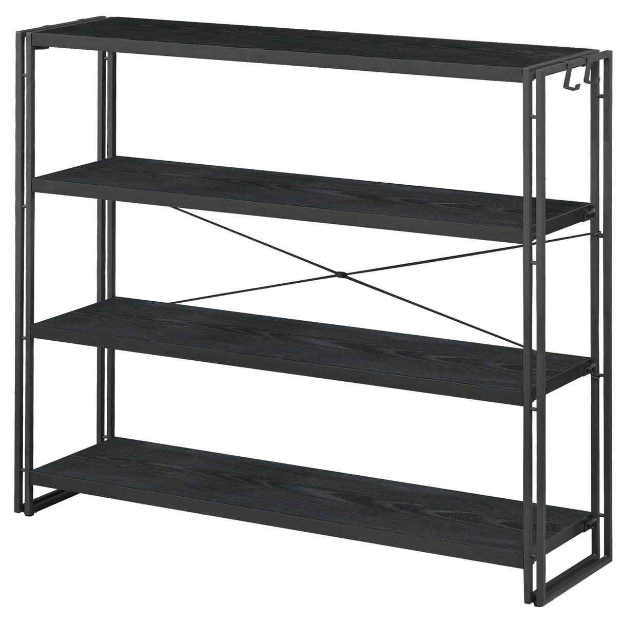 HCHQHS Bookshelf, 4-Tier Industrial Bookcase, Black Open Book Shelf, Freestanding Tall Bookshelves with Metal Frame HCHQHS