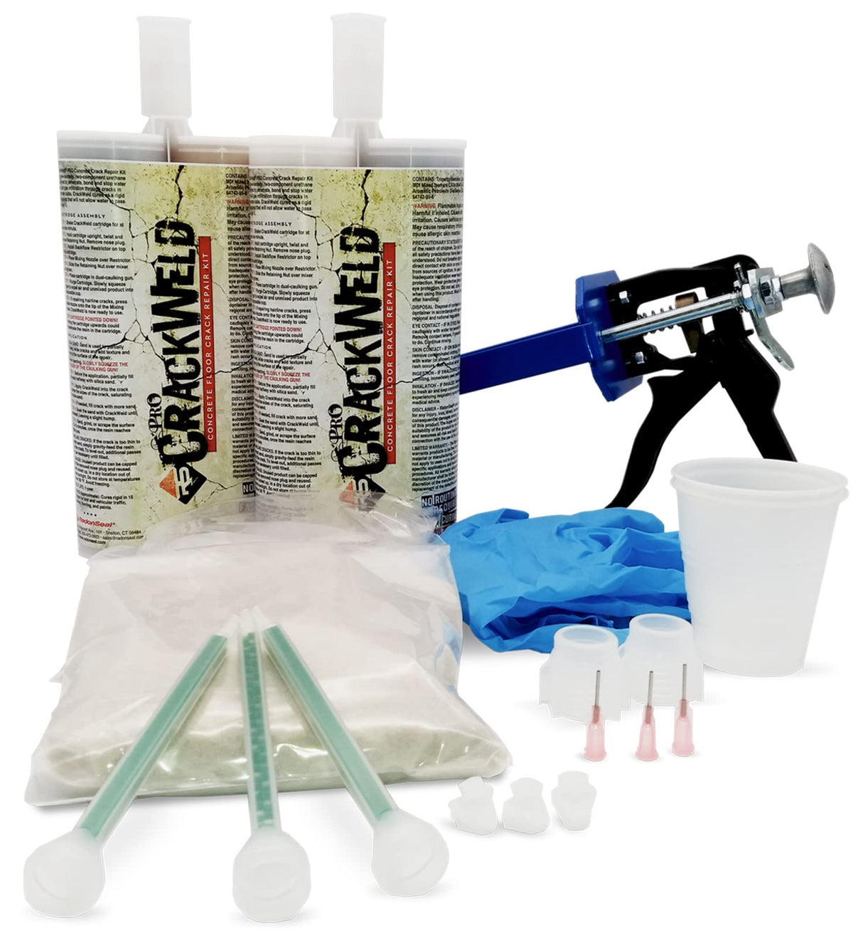 CrackWeld PRO Concrete Floor Repair Kit – Seal Cracks in Basement Slabs, Driveways, Garages, Pool Decks, and More. Indoor/Outdoor. Fast-Curing. No Grinding Needed. Complete Repair Kit. RadonSeal