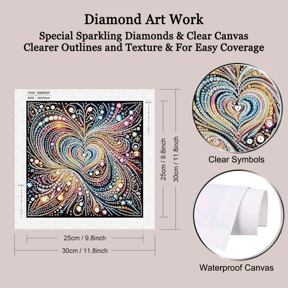 hill froeistung Special Shape Love Diamond Art Painting Kits for Adults,Valentine's Day Diamond Art Kits for Beginners,Diamond Art Kits for Home Decor12×12inch/30×30cm hill froeistung