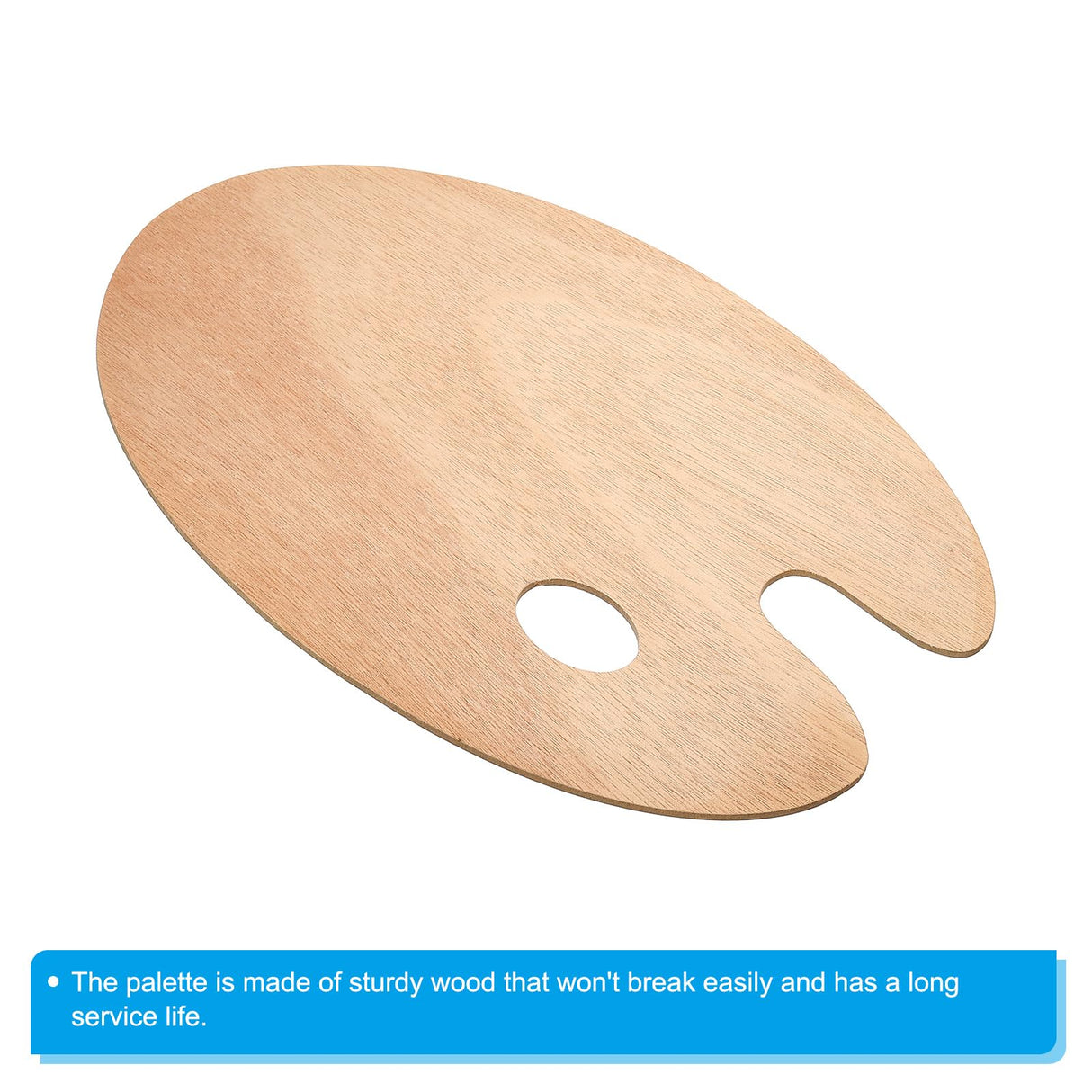 PATIKIL 8"x12" Wooden Paint Palette, 6 Pack Wood Painting Palette Color Mixing Oval Paint Tray Palette with Thumb Hole for Oil Watercolor Artist, Wood Color PATIKIL
