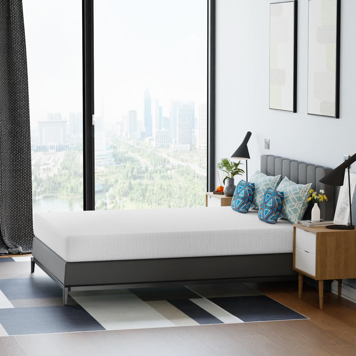 FDW 5 Inch Bamboo Charcoal King Cooling Gel Memory Foam Mattress/Breathable Bed Mattress/Medium-Firm/Pressure Relief/CertiPUR-US Certified/Mattress in a Box, King FDW