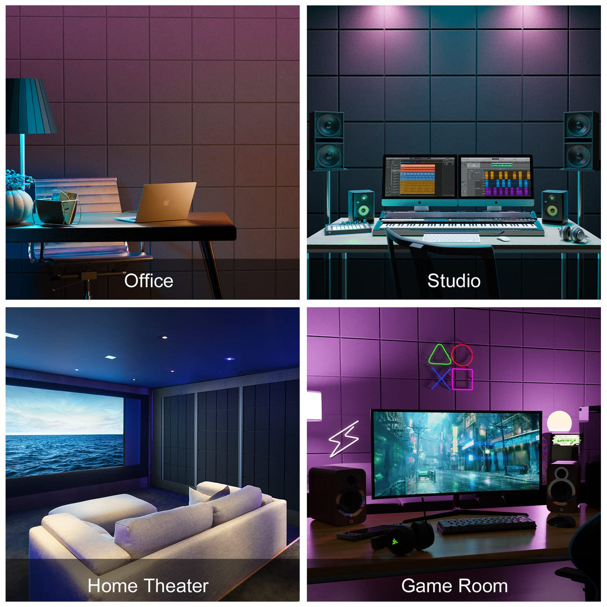 Sonicism 12 Pack Acoustic Wall Panels with Self-Adhesive, 12" X 12" X 0.4" Sound Proof Foam Panels, Decorative Soundproof Wall Panels, Sound Proof Absorbing Tiles for Home & Offices, Black Sonicism