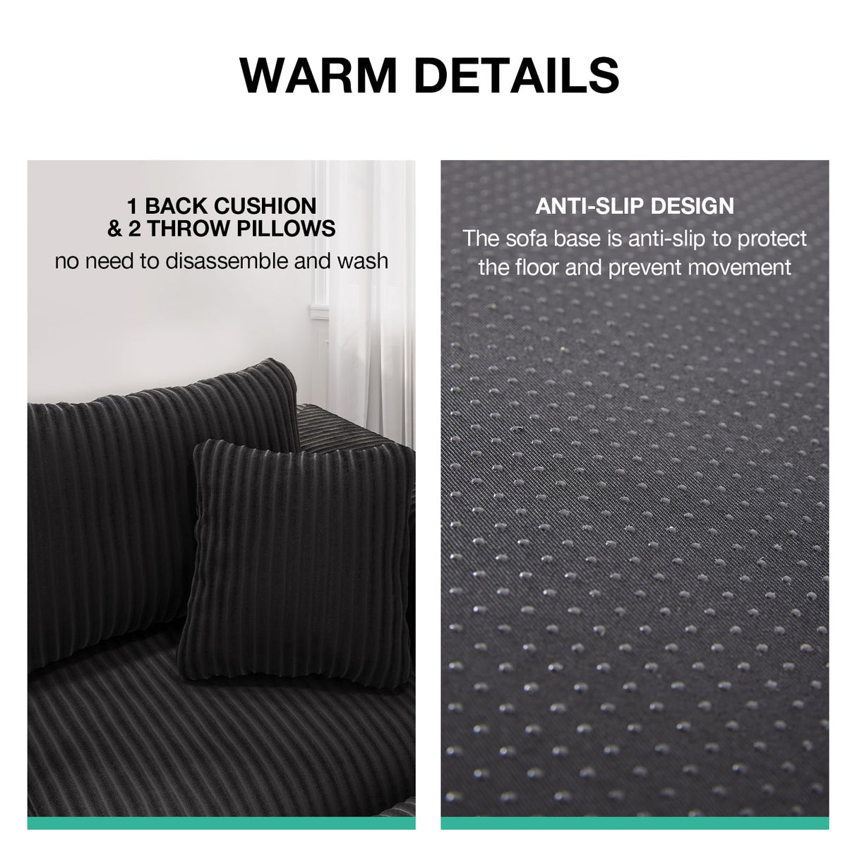 Novilla Oversized Chaise Lounge Indoor, Corduroy Cloud Couch Boneless Chaise Lounge Chair Indoor Deep Seat Reading Chair, 66‘’L x 46‘’W Boneless Couches for Living Room, No Assembly Required, Black Novilla