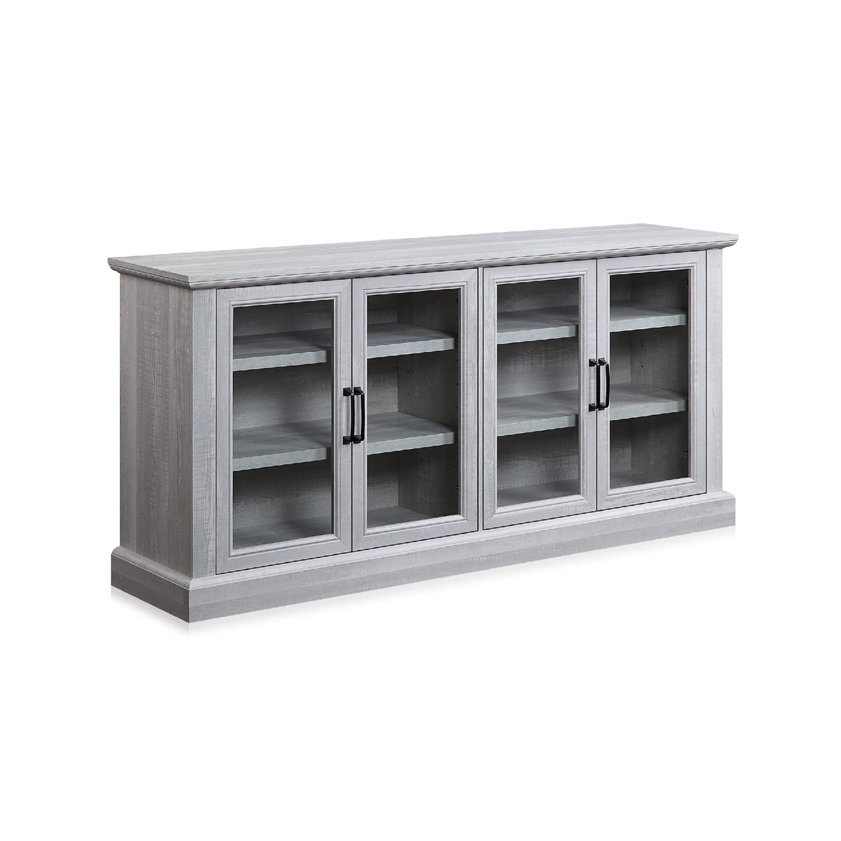 BELLEZE 70 Inch Sideboard Buffet Cabinet, Entertainment Center with Storage, Glass Display Cabinet with Adjustable Shelves Console Table Storage BELLEZE